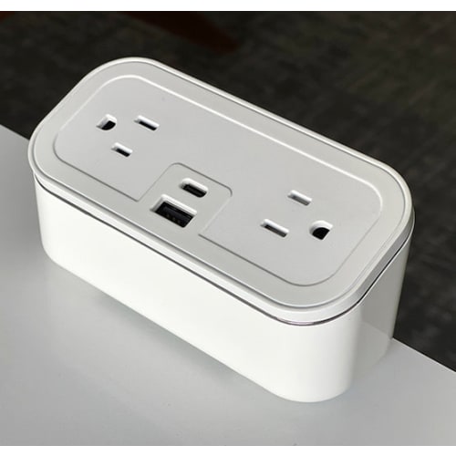 Brandstand CubieMini Charging Station, 2 Power Outlets, 2 USB Ports, White